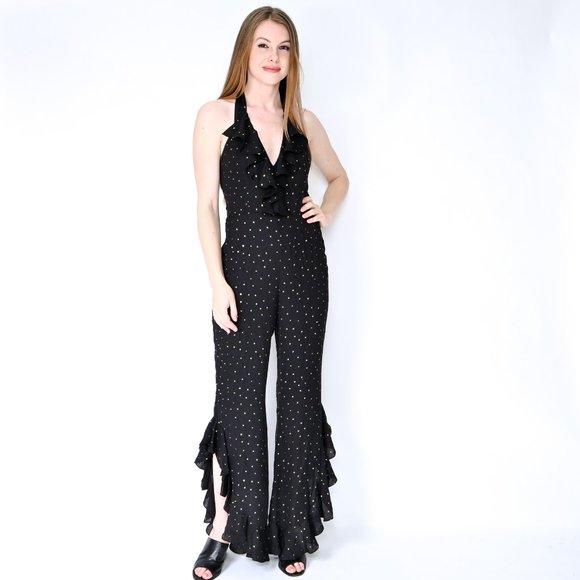 Amanda Uprichard Pants - AMANDA UPRICHARD Moonlight Jumpsuit Gold Star